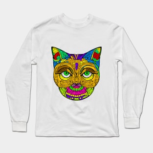 Cat abstract colorful art Long Sleeve T-Shirt